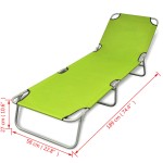 vidaXL Șezlong pliabil, verde măr, oțel vopsit electrostatic vidaXL Șezlong pliabil, verde măr, oțel vopsit electrostatic