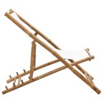 vidaXL Scaun pliabil de exterior, bambus și pânză vidaXL Scaun pliabil de exterior, bambus și pânză