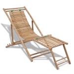 vidaXL Scaun pliabil de exterior, cu taburet, bambus vidaXL Scaun pliabil de exterior, cu taburet, bambus