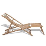 vidaXL Scaun pliabil de exterior, cu taburet, bambus vidaXL Scaun pliabil de exterior, cu taburet, bambus