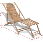 vidaXL Scaun pliabil de exterior, cu taburet, bambus vidaXL Scaun pliabil de exterior, cu taburet, bambus
