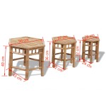 vidaXL Taburete de grădină, 3 buc., bambus vidaXL Taburete de grădină, 3 buc., bambus