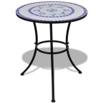 vidaXL Masă de bistro, albastru și alb, 60 cm, mozaic vidaXL Masă de bistro, albastru și alb, 60 cm, mozaic