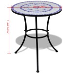 vidaXL Masă de bistro, albastru și alb, 60 cm, mozaic vidaXL Masă de bistro, albastru și alb, 60 cm, mozaic