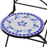 vidaXL Scaune bistro pliante, 2 buc., albastru și alb, ceramică vidaXL Scaune bistro pliante, 2 buc., albastru și alb, ceramică