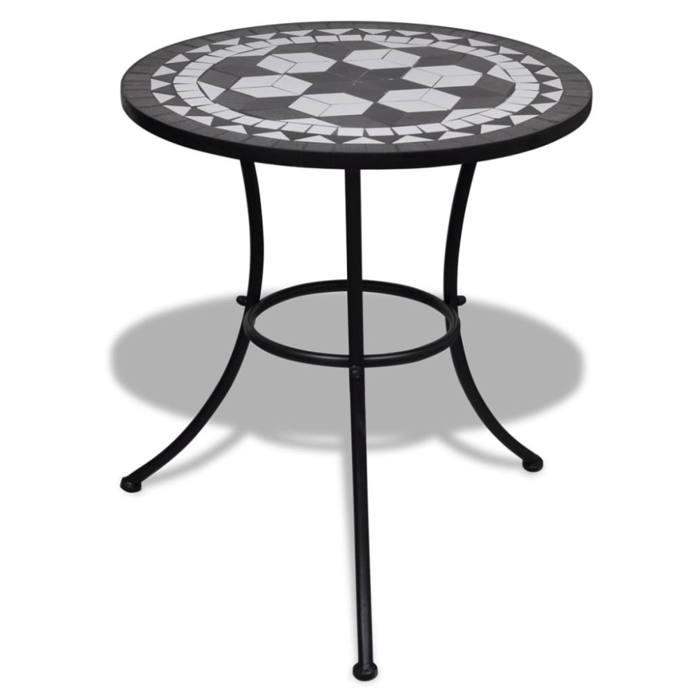 vidaXL Masă de bistro, alb și negru, 60 cm, mozaic
