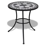 vidaXL Masă de bistro, alb și negru, 60 cm, mozaic vidaXL Masă de bistro, alb și negru, 60 cm, mozaic