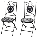 vidaXL Scaune bistro pliante, 2 buc., negru și alb, ceramică vidaXL Scaune bistro pliante, 2 buc., negru și alb, ceramică