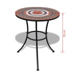 vidaXL Masă de bistro, cărămiziu și alb, 60 cm, mozaic