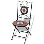vidaXL Scaune bistro pliante, 2 buc., cărămiziu și alb, ceramică vidaXL Scaune bistro pliante, 2 buc., cărămiziu și alb, ceramică