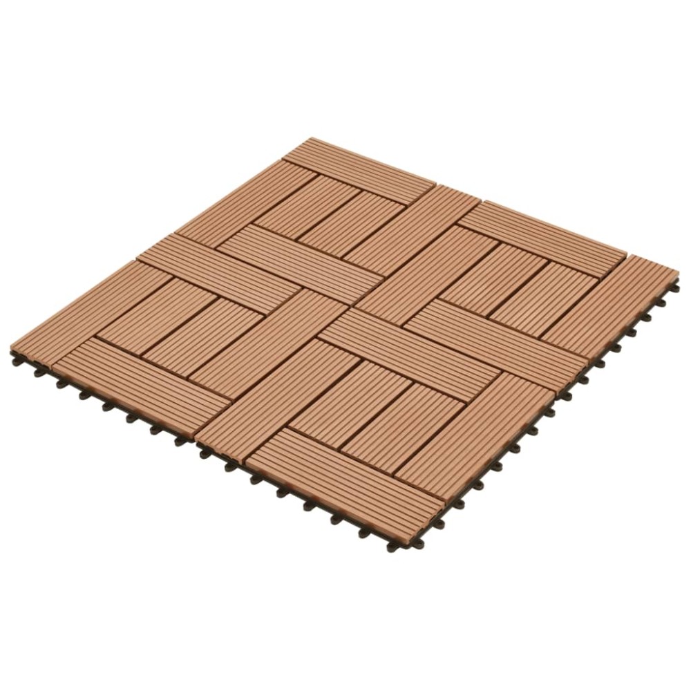 Set de 11 bucăți de plăci 30 x 30 cm din WPC 1 mp, maro