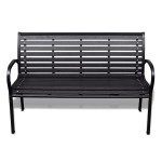 vidaXL Bancă de grădină, negru, 125 cm, oțel și WPC vidaXL Bancă de grădină, negru, 125 cm, oțel și WPC