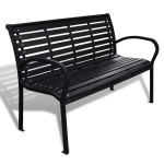 vidaXL Bancă de grădină, negru, 125 cm, oțel și WPC vidaXL Bancă de grădină, negru, 125 cm, oțel și WPC