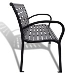 vidaXL Bancă de grădină, negru, 125 cm, oțel și WPC vidaXL Bancă de grădină, negru, 125 cm, oțel și WPC