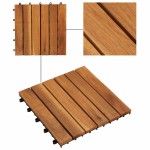 Set de 10 plăci din acacia 30 x 30 cm, model vertical