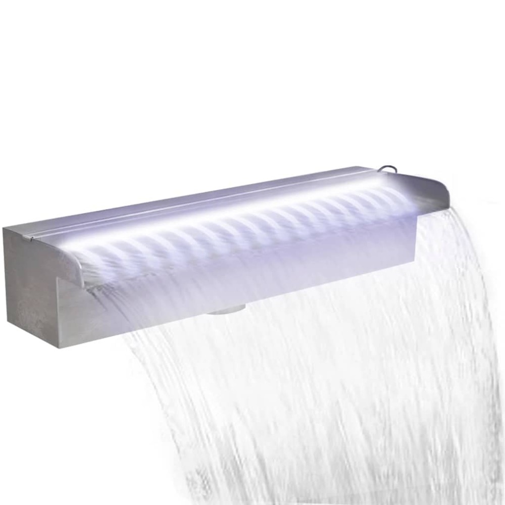 vidaXL Fântână piscină dreptunghiulară LED-uri 45 cm oțel inoxidabil