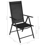 vidaXL Scaune pliante de grădină, 2 buc., negru, aluminiu & textilenă vidaXL Scaune pliante de grădină, 2 buc., negru, aluminiu & textilenă