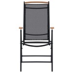 vidaXL Scaune pliante de grădină, 2 buc., negru, aluminiu și textilenă vidaXL Scaune pliante de grădină, 2 buc., negru, aluminiu și textilenă