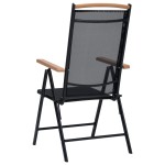 vidaXL Scaune pliante de grădină, 2 buc., negru, aluminiu și textilenă vidaXL Scaune pliante de grădină, 2 buc., negru, aluminiu și textilenă