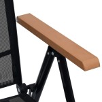 vidaXL Scaune pliante de grădină, 2 buc., negru, aluminiu și textilenă vidaXL Scaune pliante de grădină, 2 buc., negru, aluminiu și textilenă