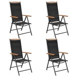 vidaXL Scaune pliante de grădină, 4 buc., negru, aluminiu și textilenă vidaXL Scaune pliante de grădină, 4 buc., negru, aluminiu și textilenă