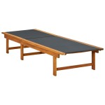 vidaXL Șezlong de plajă cu masă, lemn masiv de acacia & textilenă vidaXL Șezlong de plajă cu masă, lemn masiv de acacia & textilenă
