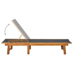 vidaXL Șezlong de plajă cu masă, lemn masiv de acacia & textilenă vidaXL Șezlong de plajă cu masă, lemn masiv de acacia & textilenă