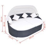 vidaXL Pat șezlong de exterior cu baldachin, negru, poliratan vidaXL Pat șezlong de exterior cu baldachin, negru, poliratan