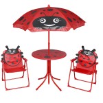 vidaXL Set bistro pentru copii de grădină, cu umbrelă, 3 piese, roșu vidaXL Set bistro pentru copii de grădină, cu umbrelă, 3 piese, roșu