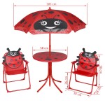 vidaXL Set bistro pentru copii de grădină, cu umbrelă, 3 piese, roșu vidaXL Set bistro pentru copii de grădină, cu umbrelă, 3 piese, roșu