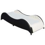 vidaXL Șezlong de plajă cu pernă, negru, poliratan vidaXL Șezlong de plajă cu pernă, negru, poliratan