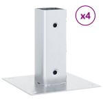 vidaXL Baze stâlp pătrate 4 buc Argintiu 46x46 mm Oțel galvanizat vidaXL Baze stâlp pătrate 4 buc Argintiu 46x46 mm Oțel galvanizat