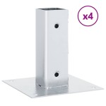 vidaXL Baze stâlp pătrate 4 buc Argintiu 51x51 mm Oțel galvanizat