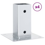 vidaXL Baze stâlp pătrate 4 buc Argintiu 71x71 mm Oțel galvanizat vidaXL Baze stâlp pătrate 4 buc Argintiu 71x71 mm Oțel galvanizat