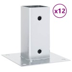 vidaXL Baze stâlp pătrate 12 buc Argintiu 71x71 mm Oțel galvanizat vidaXL Baze stâlp pătrate 12 buc Argintiu 71x71 mm Oțel galvanizat