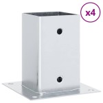 vidaXL Baze stâlp pătrate 4 buc Argintiu 81x81 mm Oțel galvanizat vidaXL Baze stâlp pătrate 4 buc Argintiu 81x81 mm Oțel galvanizat