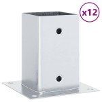 vidaXL Baze stâlp pătrate 12 buc Argintiu 81x81 mm Oțel galvanizat vidaXL Baze stâlp pătrate 12 buc Argintiu 81x81 mm Oțel galvanizat