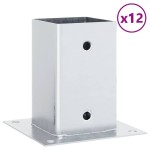 vidaXL Baze stâlp pătrate 12 buc Argintiu 91x91 mm Oțel galvanizat vidaXL Baze stâlp pătrate 12 buc Argintiu 91x91 mm Oțel galvanizat