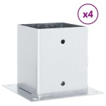 vidaXL Baze stâlp pătrate 4 buc Argintiu 101x101 mm Oțel galvanizat vidaXL Baze stâlp pătrate 4 buc Argintiu 101x101 mm Oțel galvanizat