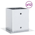vidaXL Baze stâlp pătrate 12 buc Argintiu 101x101 mm Oțel galvanizat vidaXL Baze stâlp pătrate 12 buc Argintiu 101x101 mm Oțel galvanizat