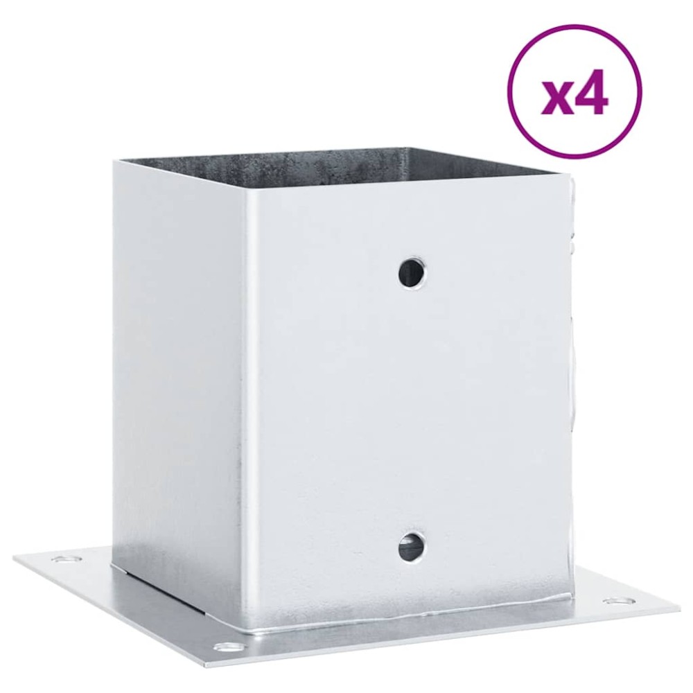 vidaXL Baze stâlp pătrate 4 buc Argintiu 121x121 mm Oțel galvanizat