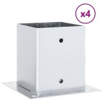 vidaXL Baze stâlp pătrate 4 buc Argintiu 121x121 mm Oțel galvanizat vidaXL Baze stâlp pătrate 4 buc Argintiu 121x121 mm Oțel galvanizat