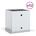 vidaXL Baze stâlp pătrate 12 buc Argintiu 141x141 mm Oțel galvanizat vidaXL Baze stâlp pătrate 12 buc Argintiu 141x141 mm Oțel galvanizat