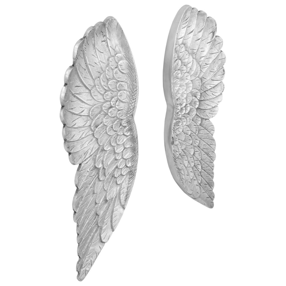 vidaXL Sculptură aripi mică, argintiu, 17x5x59 cm, aluminiu