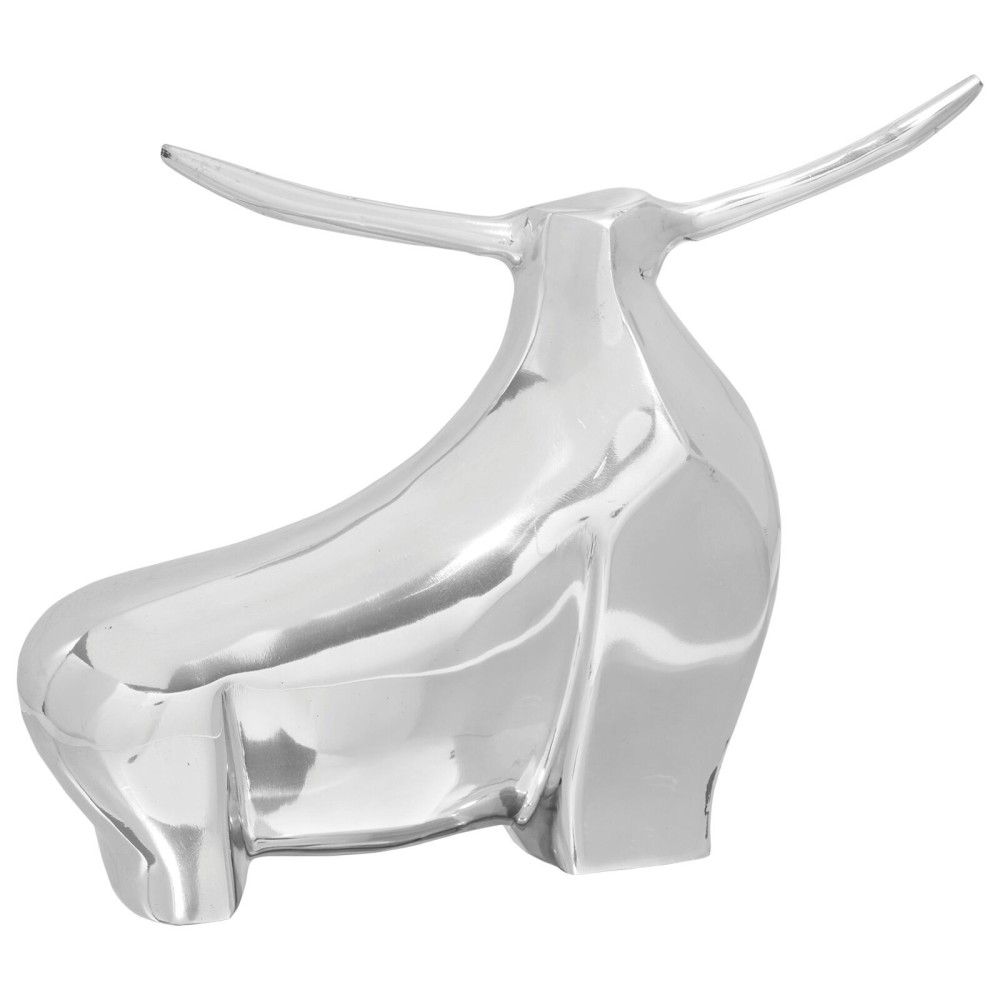 vidaXL Sculptură taur, argintiu, 37x44x17 cm, aluminiu