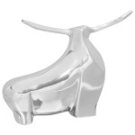 vidaXL Sculptură taur, argintiu, 37x44x17 cm, aluminiu vidaXL Sculptură taur, argintiu, 37x44x17 cm, aluminiu