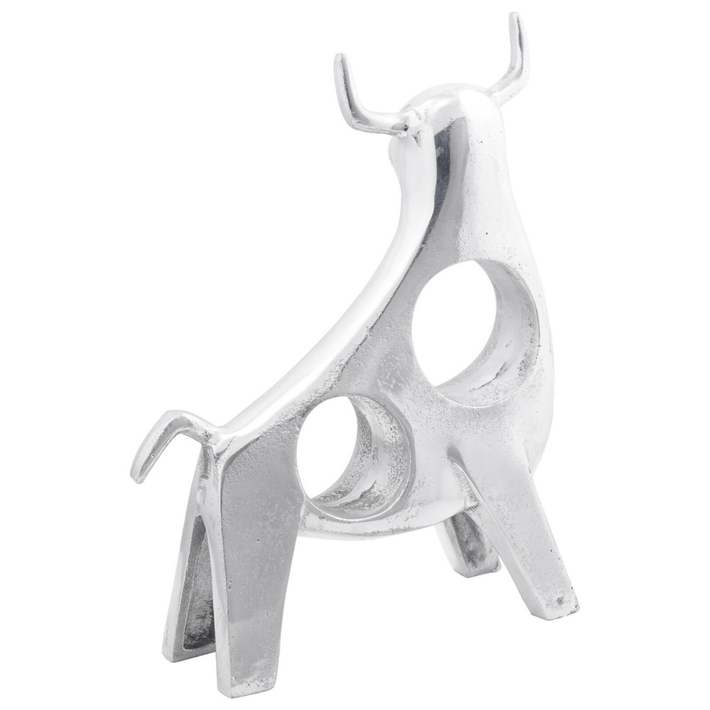 vidaXL Sculptură taur, argintiu, 22x9,5x34 cm, aluminiu