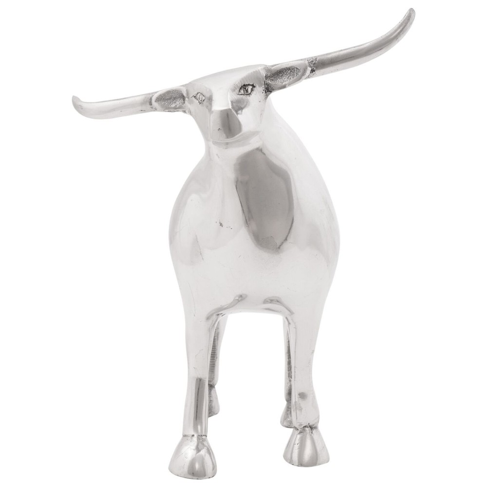 vidaXL Sculptură taur, argintiu, 20x17x23 cm, aluminiu
