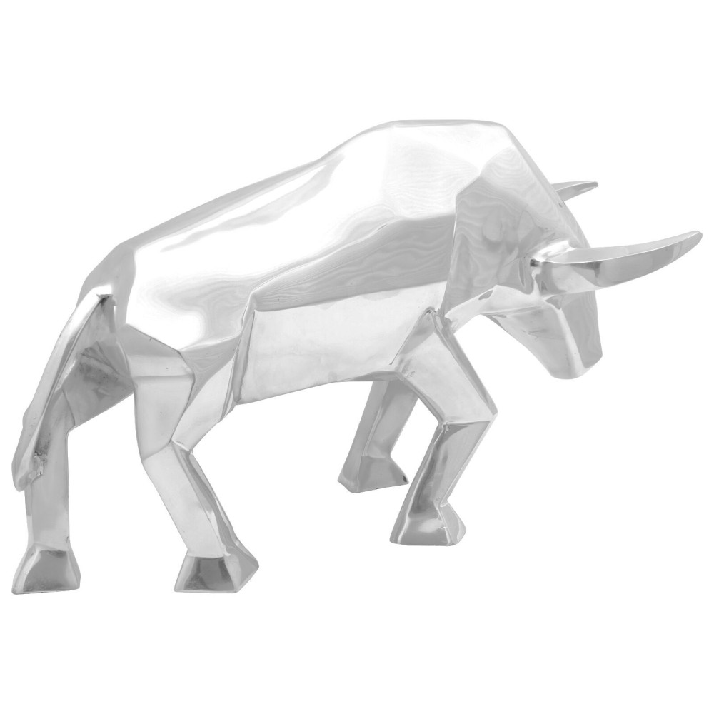 vidaXL Sculptură taur, argintiu, 74x23x39 cm, aluminiu