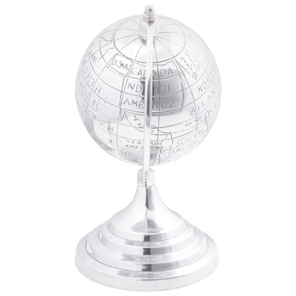 vidaXL Sculptură glob, argintiu, 16.5x14x26 cm, aluminiu